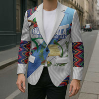 Guatemala Independence Day Blazer Resplendent Quetzal with Coat of Arms and Maya Textiles - Wonder Print Shop