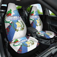 Guatemala Independence Day Car Seat Cover Resplendent Quetzal with Coat of Arms and Maya Textiles - Wonder Print Shop