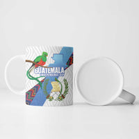 Guatemala Independence Day Ceramic Mug Resplendent Quetzal with Coat of Arms and Maya Textiles - Wonder Print Shop