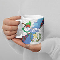 Guatemala Independence Day Ceramic Mug Resplendent Quetzal with Coat of Arms and Maya Textiles - Wonder Print Shop