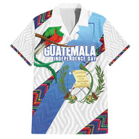 Guatemala Independence Day Family Matching Long Sleeve Bodycon Dress and Hawaiian Shirt Resplendent Quetzal with Coat of Arms and Maya Textiles - Wonder Print Shop