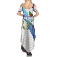 Guatemala Independence Day Family Matching Summer Maxi Dress and Hawaiian Shirt Resplendent Quetzal with Coat of Arms and Maya Textiles - Wonder Print Shop