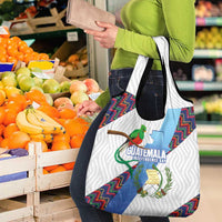 Guatemala Independence Day Grocery Bag Resplendent Quetzal with Coat of Arms and Maya Textiles - Wonder Print Shop