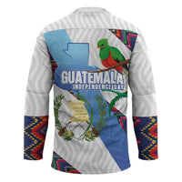 Guatemala Independence Day Hockey Jersey Resplendent Quetzal with Coat of Arms and Maya Textiles - Wonder Print Shop