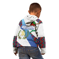 Guatemala Independence Day Kid Hoodie Resplendent Quetzal with Coat of Arms and Maya Textiles - Wonder Print Shop
