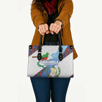 Guatemala Independence Day Leather Bag Resplendent Quetzal with Coat of Arms and Maya Textiles - Wonder Print Shop