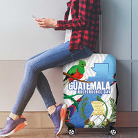 Guatemala Independence Day Luggage Cover Resplendent Quetzal with Coat of Arms and Maya Textiles - Wonder Print Shop