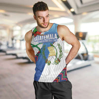 Guatemala Independence Day Men Tank Top Resplendent Quetzal with Coat of Arms and Maya Textiles - Wonder Print Shop