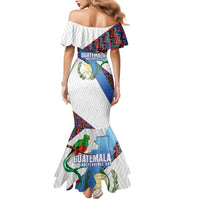 Guatemala Independence Day Mermaid Dress Resplendent Quetzal with Coat of Arms and Maya Textiles - Wonder Print Shop