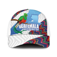Guatemala Independence Day Mesh Trucker Cap Resplendent Quetzal with Coat of Arms and Maya Textiles - Wonder Print Shop