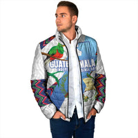 Guatemala Independence Day Padded Jacket Resplendent Quetzal with Coat of Arms and Maya Textiles - Wonder Print Shop