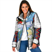 Guatemala Independence Day Padded Jacket Resplendent Quetzal with Coat of Arms and Maya Textiles - Wonder Print Shop