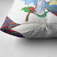 Guatemala Independence Day Pillow Cover Resplendent Quetzal with Coat of Arms and Maya Textiles - Wonder Print Shop