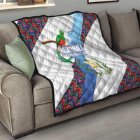 Guatemala Independence Day Quilt Resplendent Quetzal with Coat of Arms and Maya Textiles - Wonder Print Shop