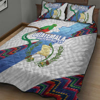 Guatemala Independence Day Quilt Bed Set Resplendent Quetzal with Coat of Arms and Maya Textiles - Wonder Print Shop