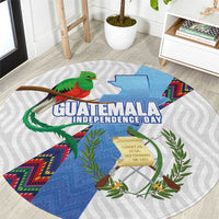 Guatemala Independence Day Round Carpet Resplendent Quetzal with Coat of Arms and Maya Textiles - Wonder Print Shop