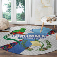 Guatemala Independence Day Round Carpet Resplendent Quetzal with Coat of Arms and Maya Textiles - Wonder Print Shop