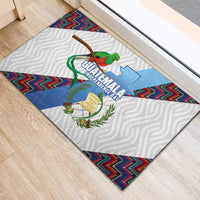 Guatemala Independence Day Rubber Doormat Resplendent Quetzal with Coat of Arms and Maya Textiles - Wonder Print Shop