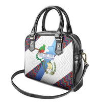 Guatemala Independence Day Shoulder Handbag Resplendent Quetzal with Coat of Arms and Maya Textiles - Wonder Print Shop