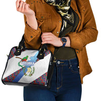 Guatemala Independence Day Shoulder Handbag Resplendent Quetzal with Coat of Arms and Maya Textiles - Wonder Print Shop