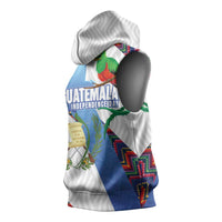 Guatemala Independence Day Sleeveless Hoodie Resplendent Quetzal with Coat of Arms and Maya Textiles - Wonder Print Shop