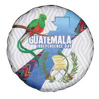 Guatemala Independence Day Spare Tire Cover Resplendent Quetzal with Coat of Arms and Maya Textiles - Wonder Print Shop