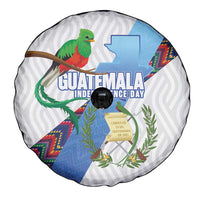 Guatemala Independence Day Spare Tire Cover Resplendent Quetzal with Coat of Arms and Maya Textiles - Wonder Print Shop