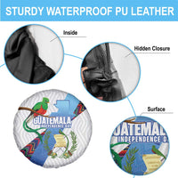 Guatemala Independence Day Spare Tire Cover Resplendent Quetzal with Coat of Arms and Maya Textiles - Wonder Print Shop