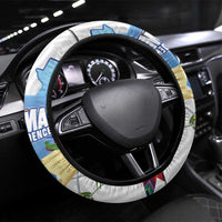 Guatemala Independence Day Steering Wheel Cover Resplendent Quetzal with Coat of Arms and Maya Textiles - Wonder Print Shop