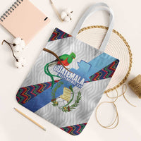 Guatemala Independence Day Tote Bag Resplendent Quetzal with Coat of Arms and Maya Textiles - Wonder Print Shop