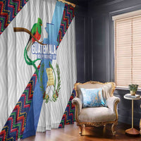 Guatemala Independence Day Window Curtain Resplendent Quetzal with Coat of Arms and Maya Textiles - Wonder Print Shop