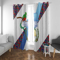 Guatemala Independence Day Window Curtain Resplendent Quetzal with Coat of Arms and Maya Textiles - Wonder Print Shop