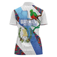 Guatemala Independence Day Women Polo Shirt Resplendent Quetzal with Coat of Arms and Maya Textiles - Wonder Print Shop