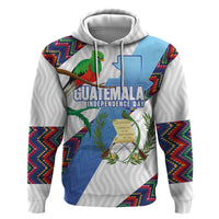 Guatemala Independence Day Zip Hoodie Resplendent Quetzal with Coat of Arms and Maya Textiles - Wonder Print Shop