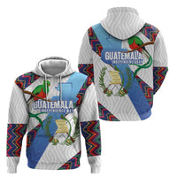 Guatemala Independence Day Zip Hoodie Resplendent Quetzal with Coat of Arms and Maya Textiles - Wonder Print Shop