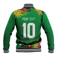 Custom St Kitts and Nevis Cricket Patriots Baseball Jacket Caribbean Tropical Plants Sporty Green - Wonder Print Shop