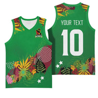 Custom St Kitts and Nevis Cricket Patriots Basketball Jersey Caribbean Tropical Plants Sporty Green - Wonder Print Shop