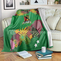 St Kitts and Nevis Cricket Patriots Blanket Caribbean Tropical Plants Sporty Green - Wonder Print Shop