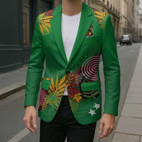 Custom St Kitts and Nevis Cricket Patriots Blazer Caribbean Tropical Plants Sporty Green - Wonder Print Shop