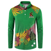 Custom St Kitts and Nevis Cricket Patriots Button Sweatshirt Caribbean Tropical Plants Sporty Green - Wonder Print Shop