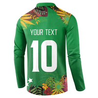 Custom St Kitts and Nevis Cricket Patriots Button Sweatshirt Caribbean Tropical Plants Sporty Green - Wonder Print Shop