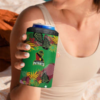 Custom St Kitts and Nevis Cricket Patriots 4 in 1 Can Cooler Tumbler Caribbean Tropical Plants Sporty Green - Wonder Print Shop