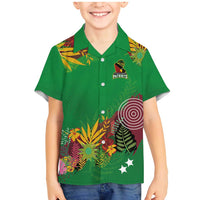 Custom St Kitts and Nevis Cricket Patriots Family Matching Mermaid Dress and Hawaiian Shirt Caribbean Tropical Plants Sporty Green - Wonder Print Shop