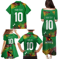 Custom St Kitts and Nevis Cricket Patriots Family Matching Puletasi and Hawaiian Shirt Caribbean Tropical Plants Sporty Green - Wonder Print Shop