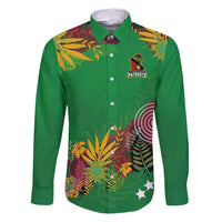 Custom St Kitts and Nevis Cricket Patriots Family Matching Puletasi and Hawaiian Shirt Caribbean Tropical Plants Sporty Green - Wonder Print Shop