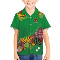 Custom St Kitts and Nevis Cricket Patriots Family Matching Summer Maxi Dress and Hawaiian Shirt Caribbean Tropical Plants Sporty Green - Wonder Print Shop
