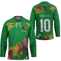 Custom St Kitts and Nevis Cricket Patriots Hockey Jersey Caribbean Tropical Plants Sporty Green - Wonder Print Shop