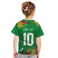 Custom St Kitts and Nevis Cricket Patriots Kid T Shirt Caribbean Tropical Plants Sporty Green - Wonder Print Shop