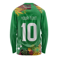 Custom St Kitts and Nevis Cricket Patriots Long Sleeve Shirt Caribbean Tropical Plants Sporty Green - Wonder Print Shop
