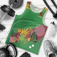 Custom St Kitts and Nevis Cricket Patriots Men Tank Top Caribbean Tropical Plants Sporty Green - Wonder Print Shop